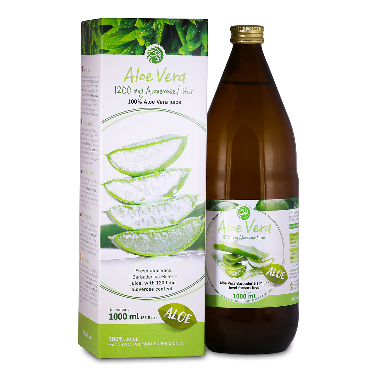 Mannavita Aloe vera 100% ren juice • 1000 ml