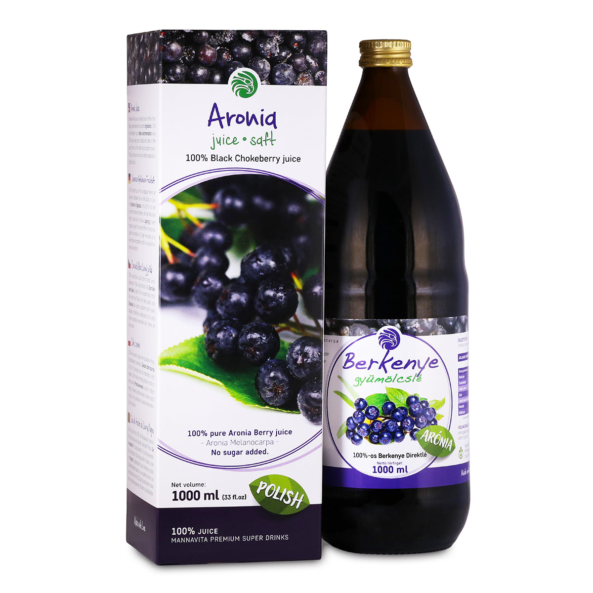 Mannavita Aroniabär 100% ren juice • 1000 ml