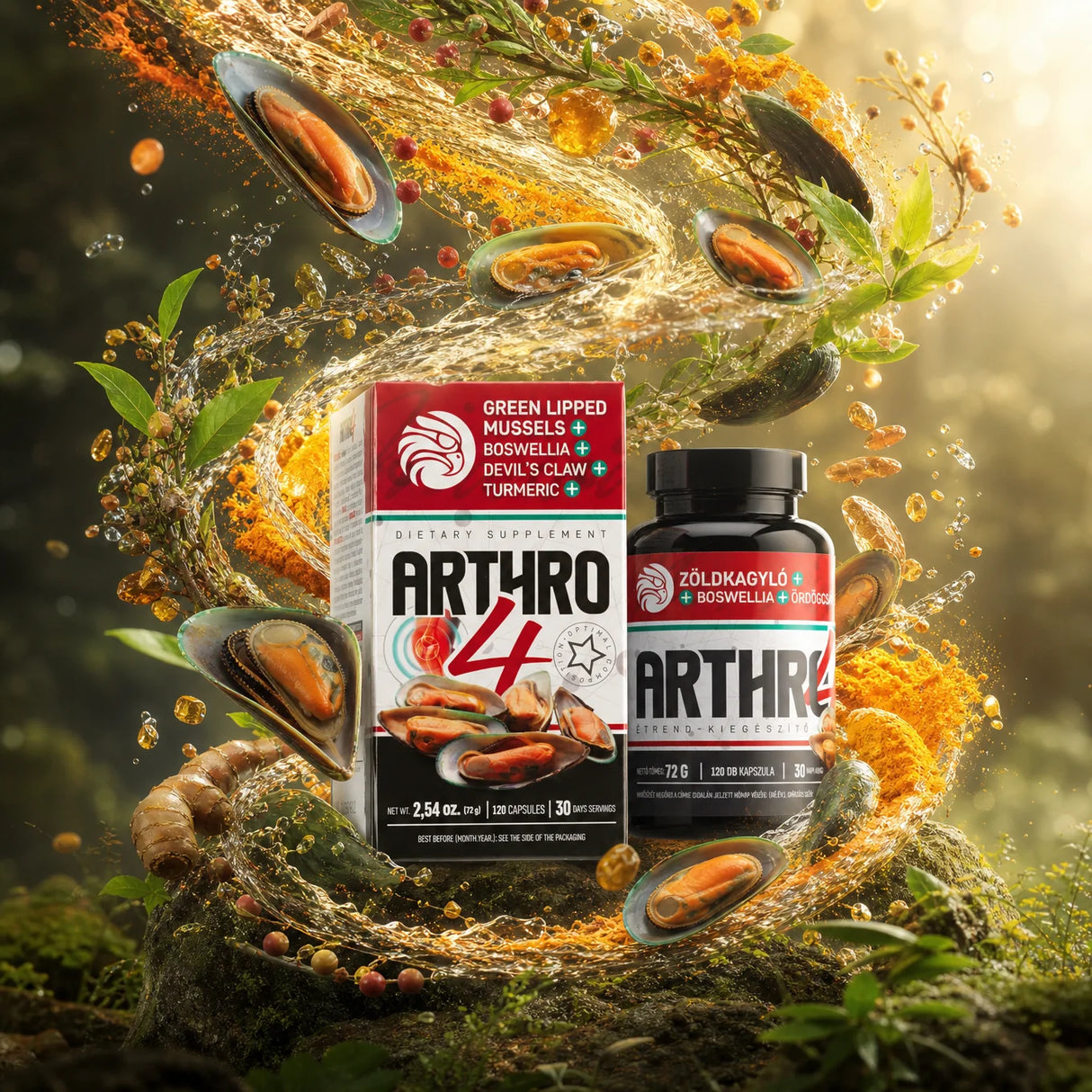 ARTHRO4 • Led- och Broskkomplex • med Grönläppad mussla • 120 kapslar