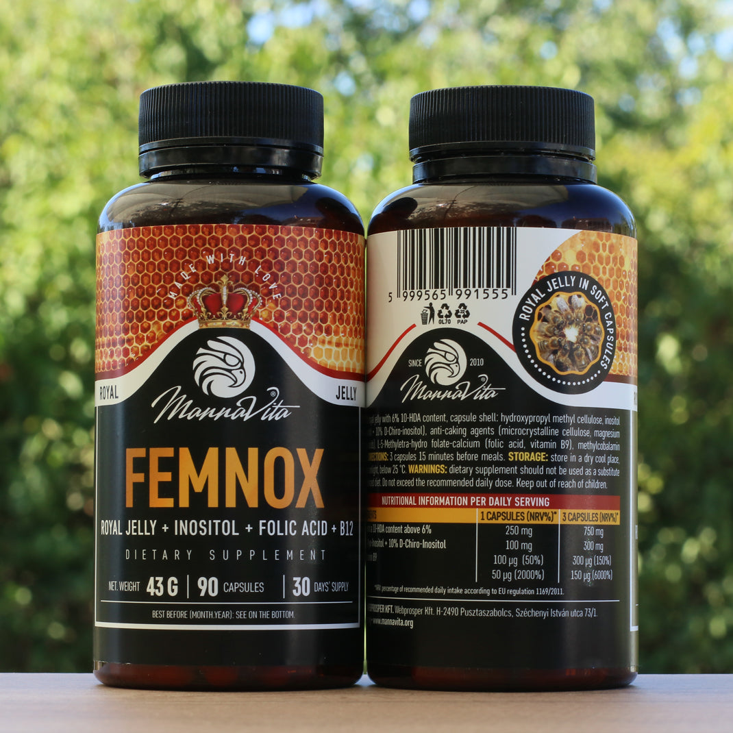 FEMNOX Bidrottninggelé + Inositol + Folsyra + B12-komplex • 90 kapslar