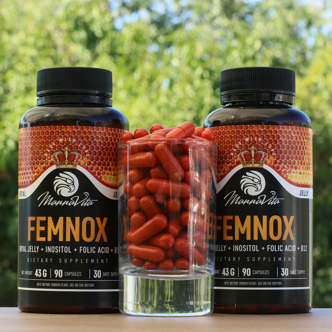 FEMNOX Bidrottninggelé + Inositol + Folsyra + B12-komplex • 90 kapslar