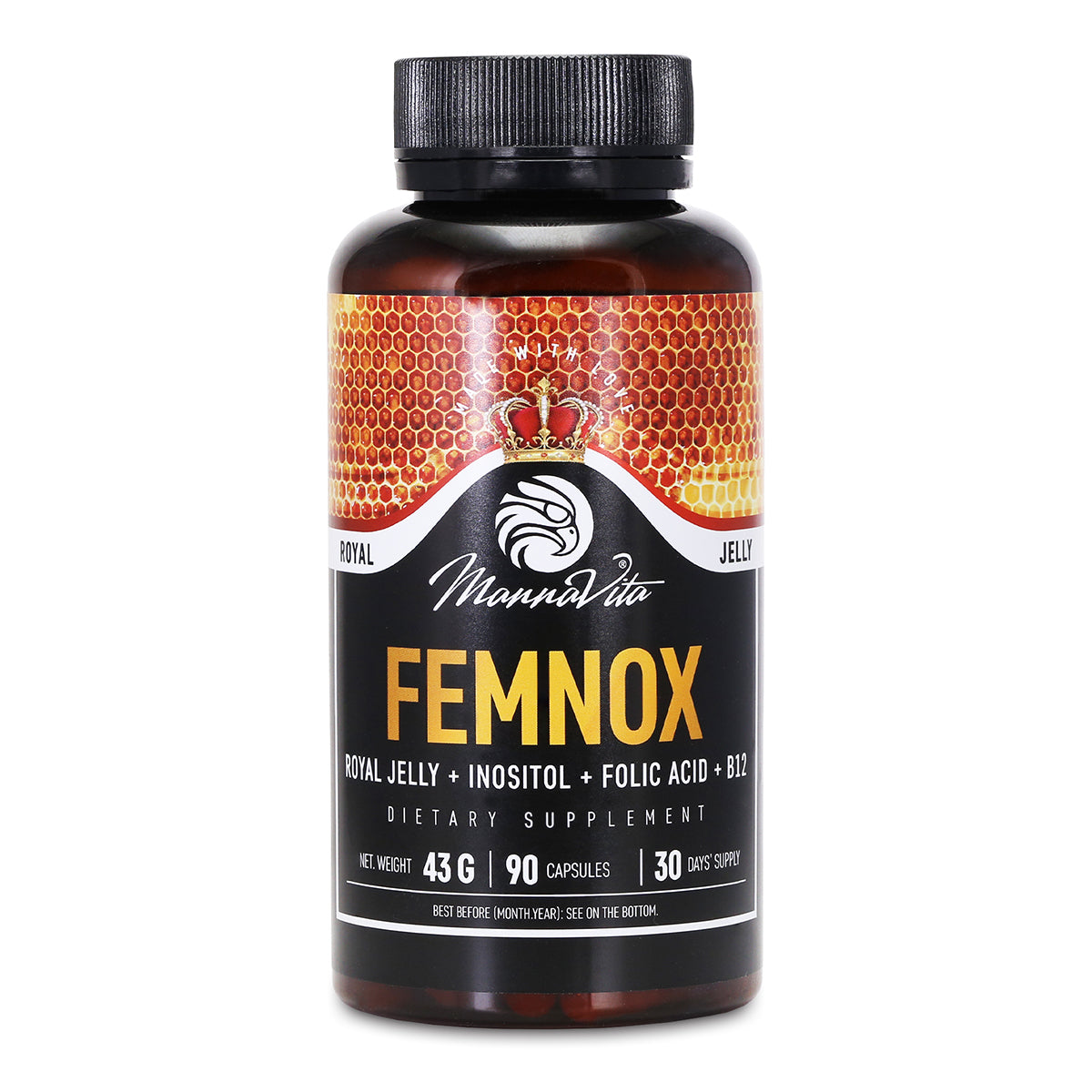 FEMNOX Bidrottninggelé + Inositol + Folsyra + B12-komplex • 90 kapslar