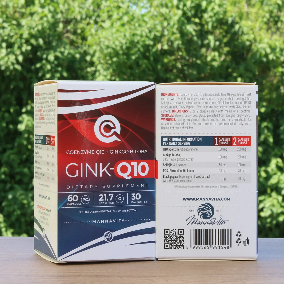 GINK-Q10 • Q10 Coenzyme + Ginkgo Biloba complex • 60 capsules - Mannavita