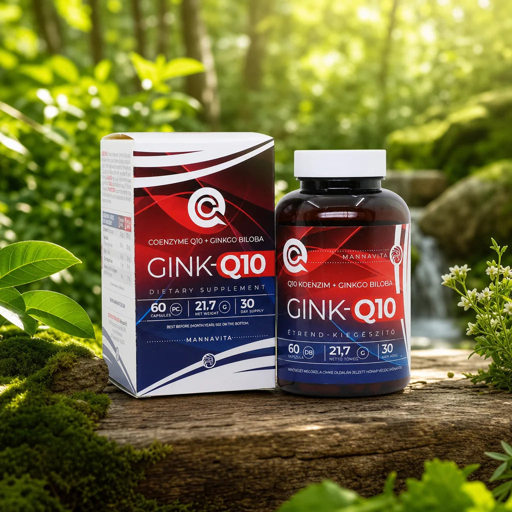 GINK-Q10 • Q10-koenzym + Ginkgo Biloba-komplex • 60 kapslar
