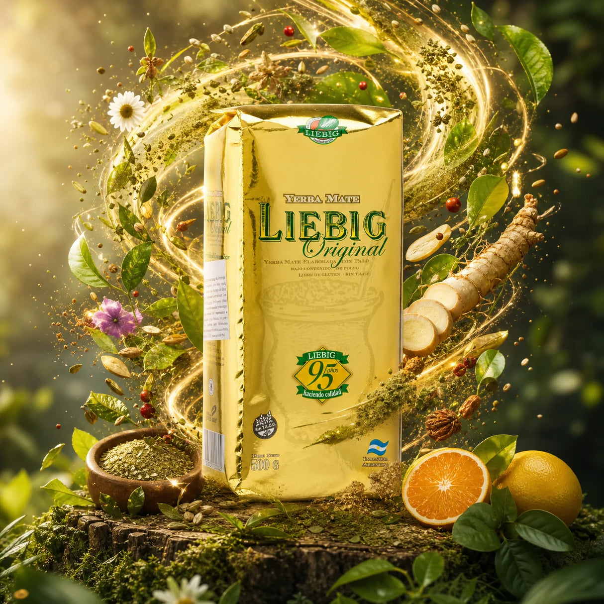 Liebig Original yerba mate-te • Tillverkad med stjälkar • 500 g