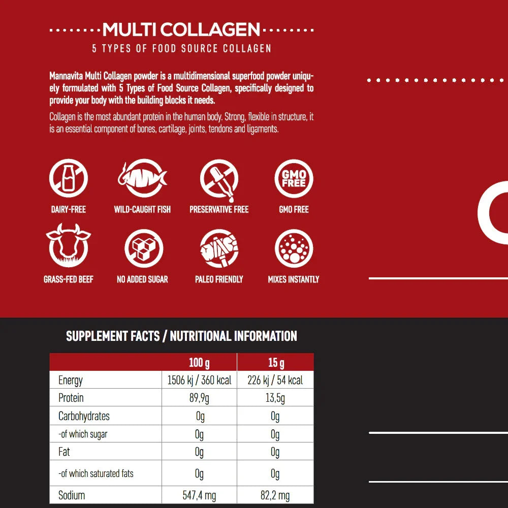 Mannavita Multi collagen powder • Unflavored • 450g - Mannavita
