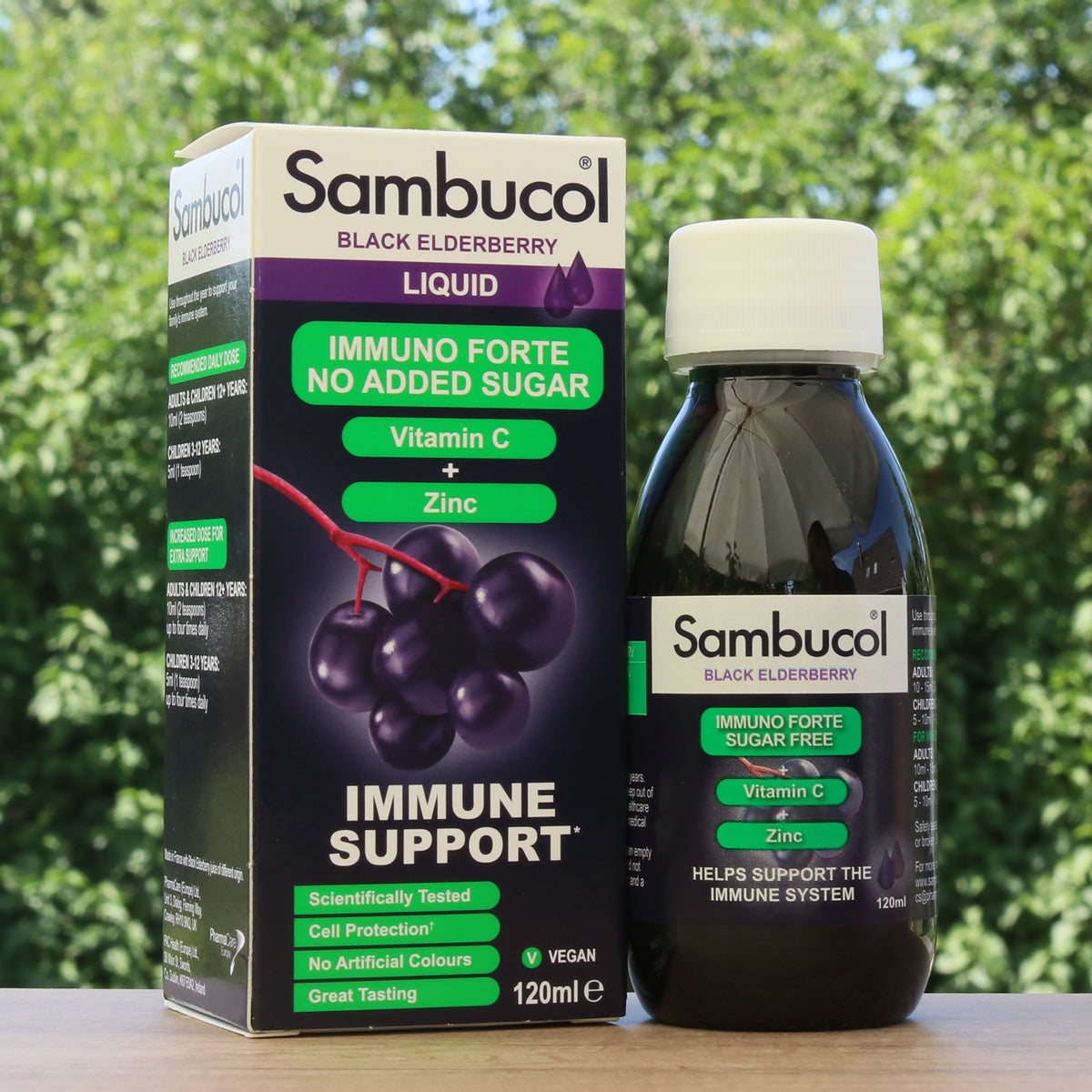 Sambucol svart fläderbärssirap, sockerfri • 120 ml