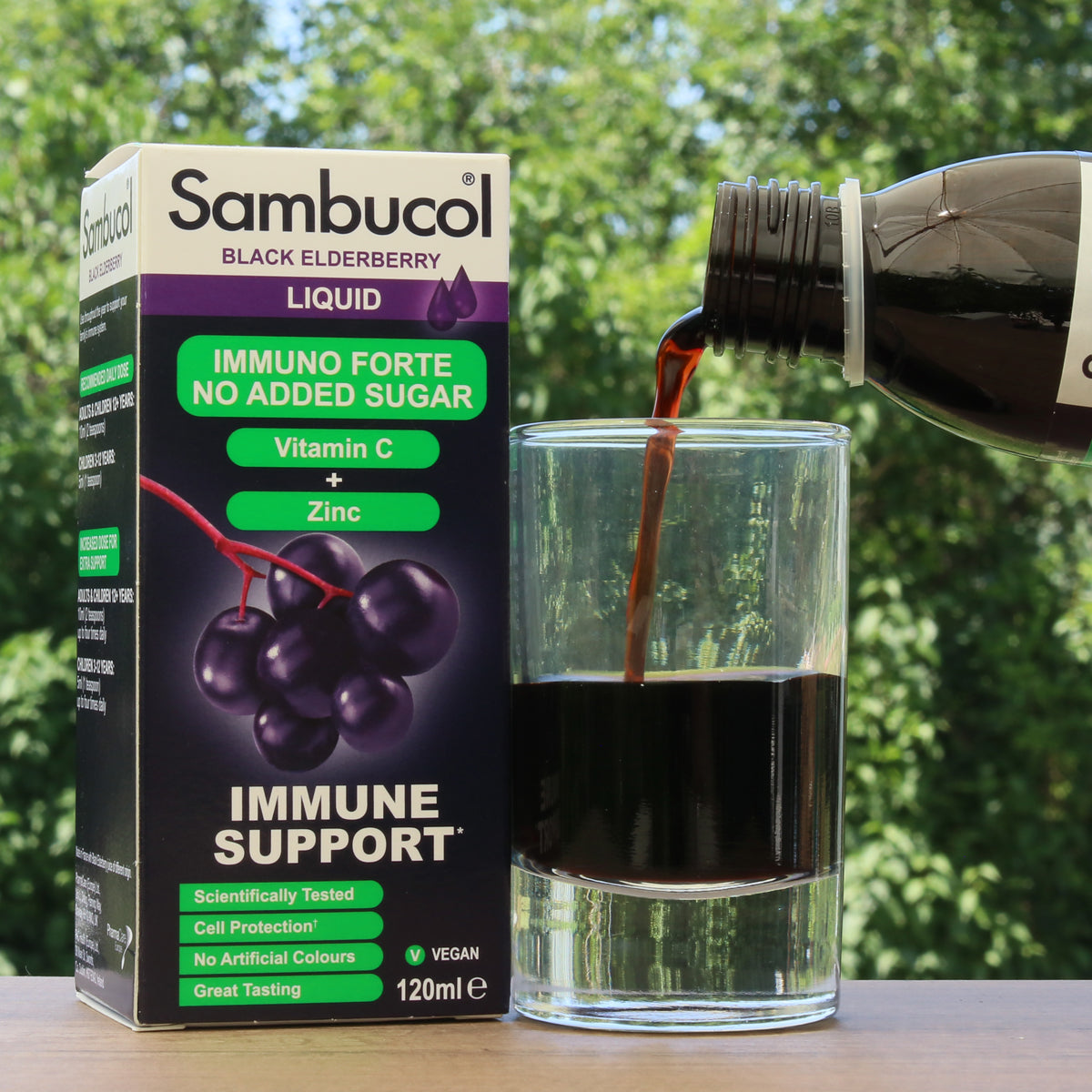Sambucol svart fläderbärssirap, sockerfri • 120 ml