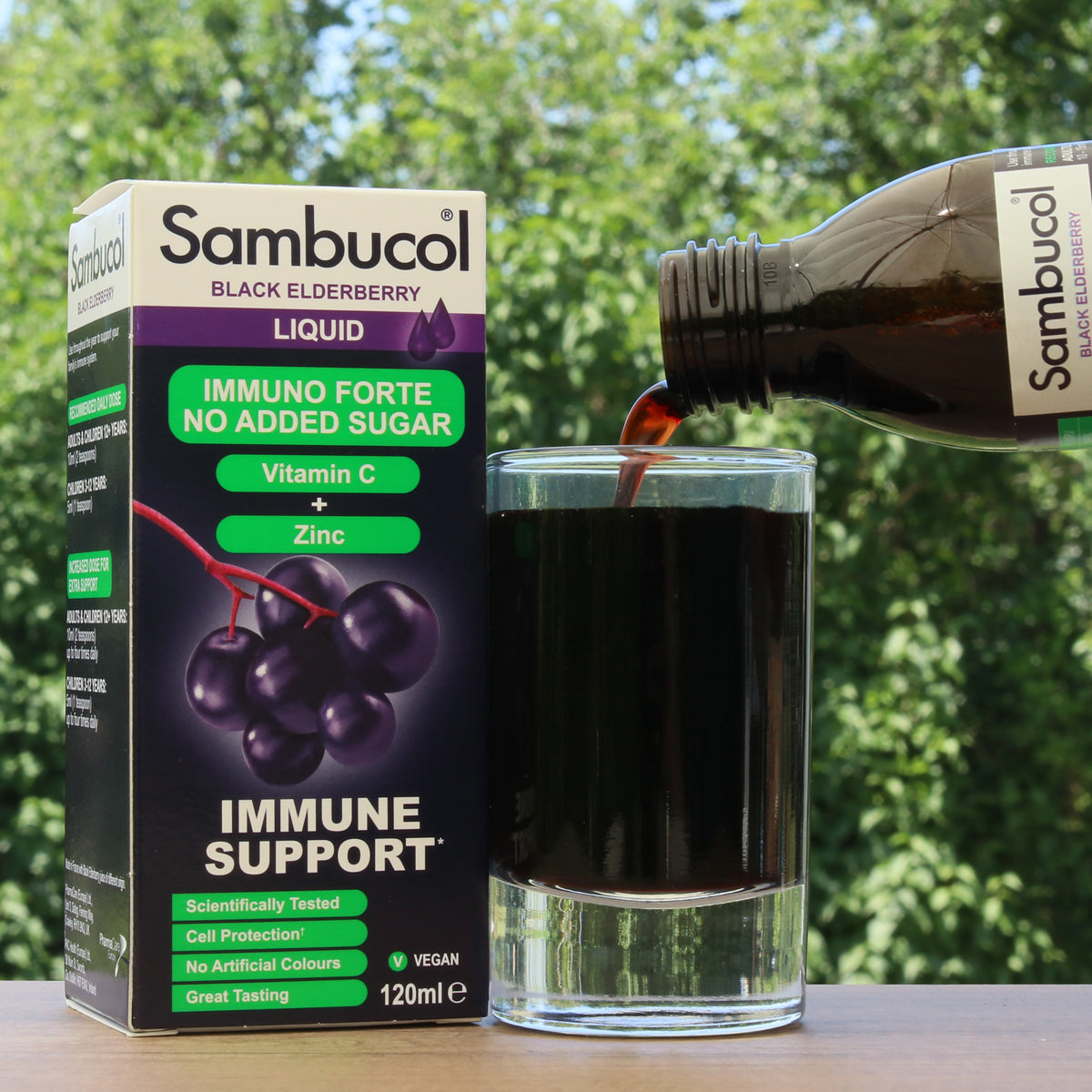Sambucol svart fläderbärssirap, sockerfri • 120 ml
