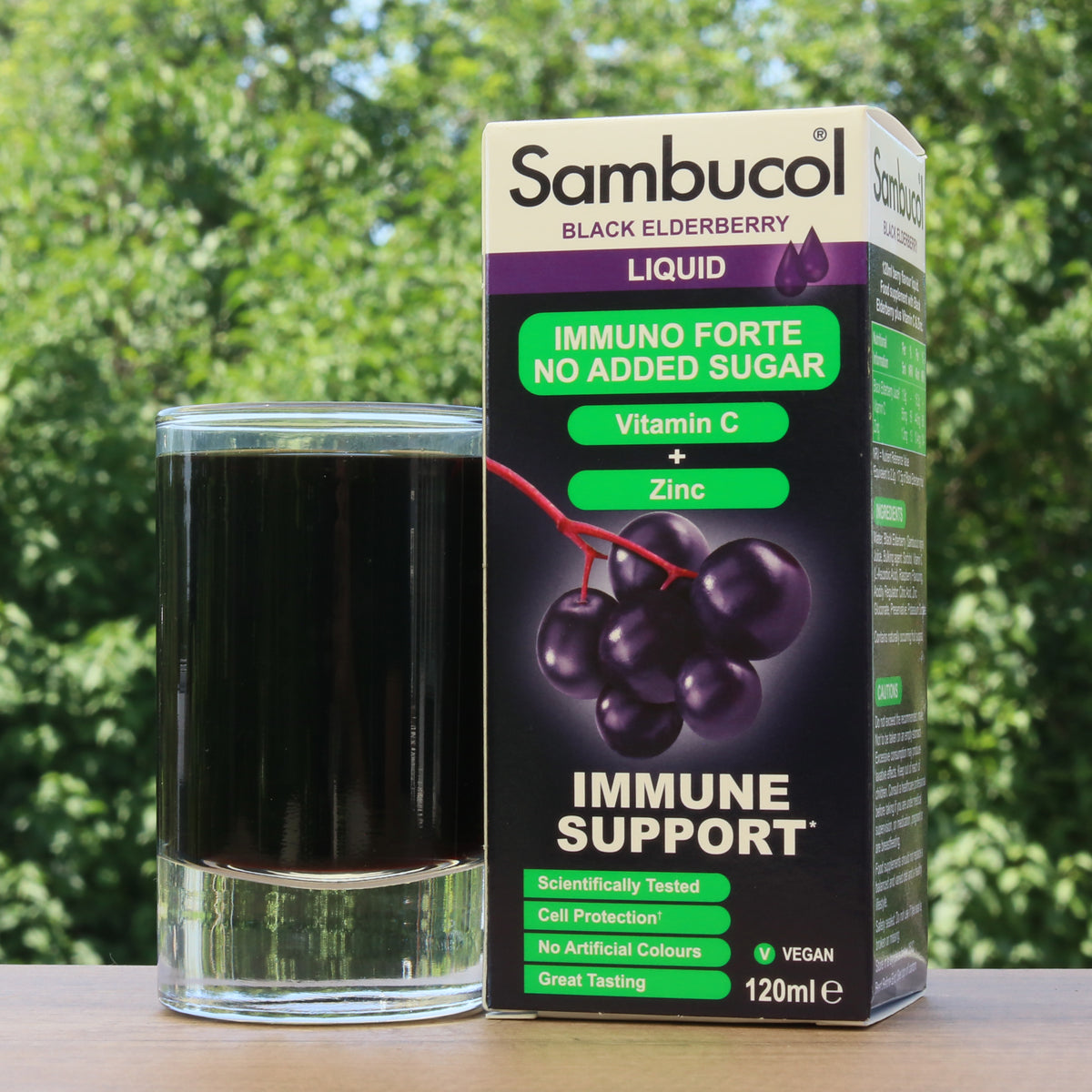Sambucol svart fläderbärssirap, sockerfri • 120 ml