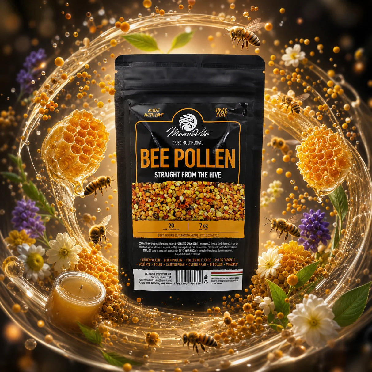 Mannavita torkat multifloralt bipollen • 200 g