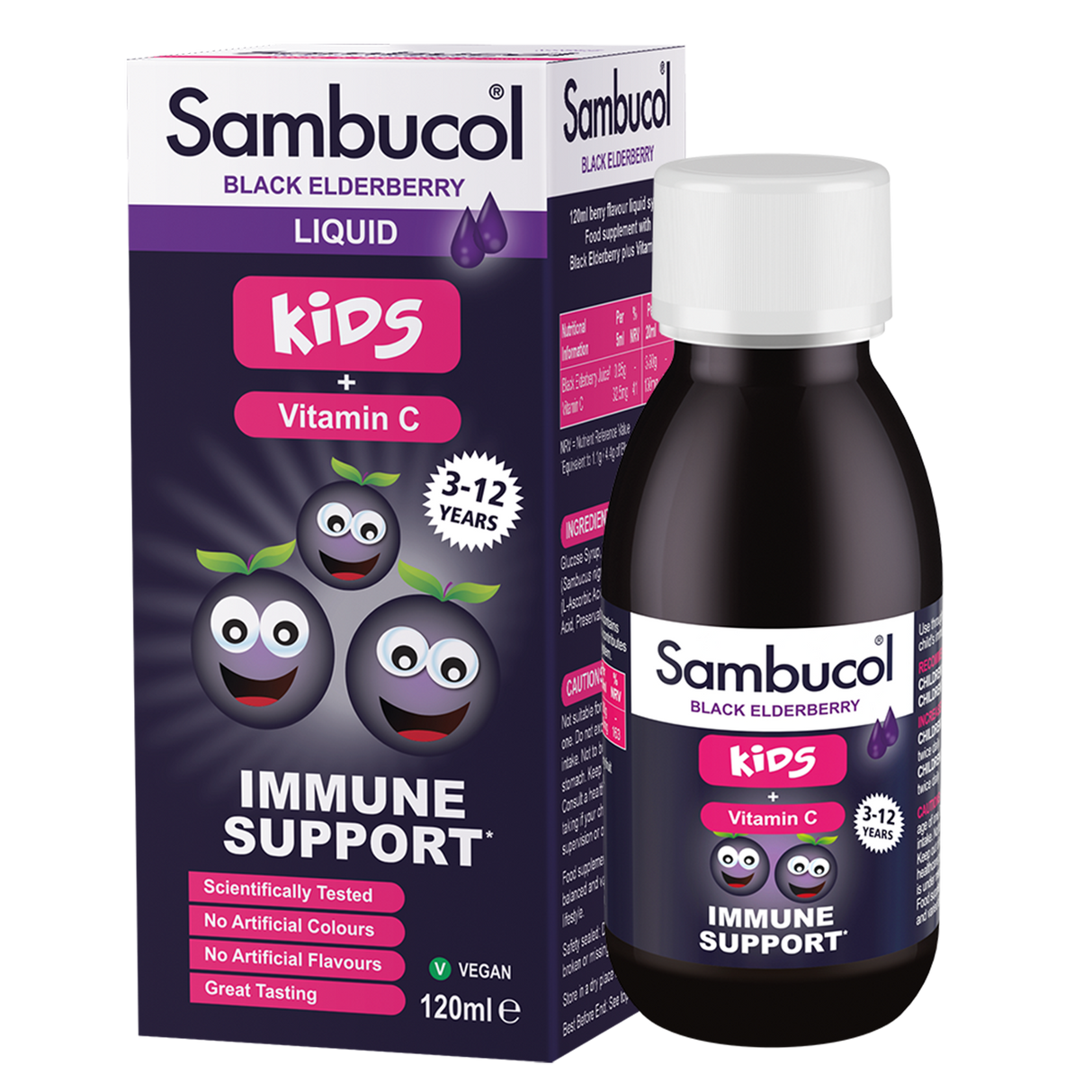 Sambucol svartfläderbärssirap, för barn • 120 ml