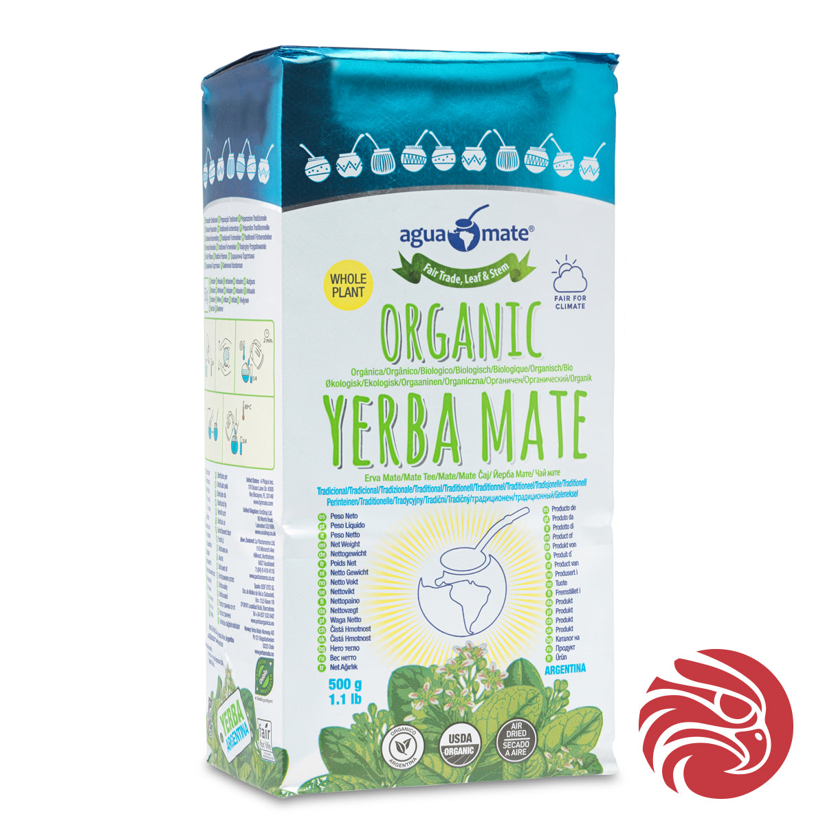 Aguamate ekologisk yerba mate • Med stjälkar • 500 g