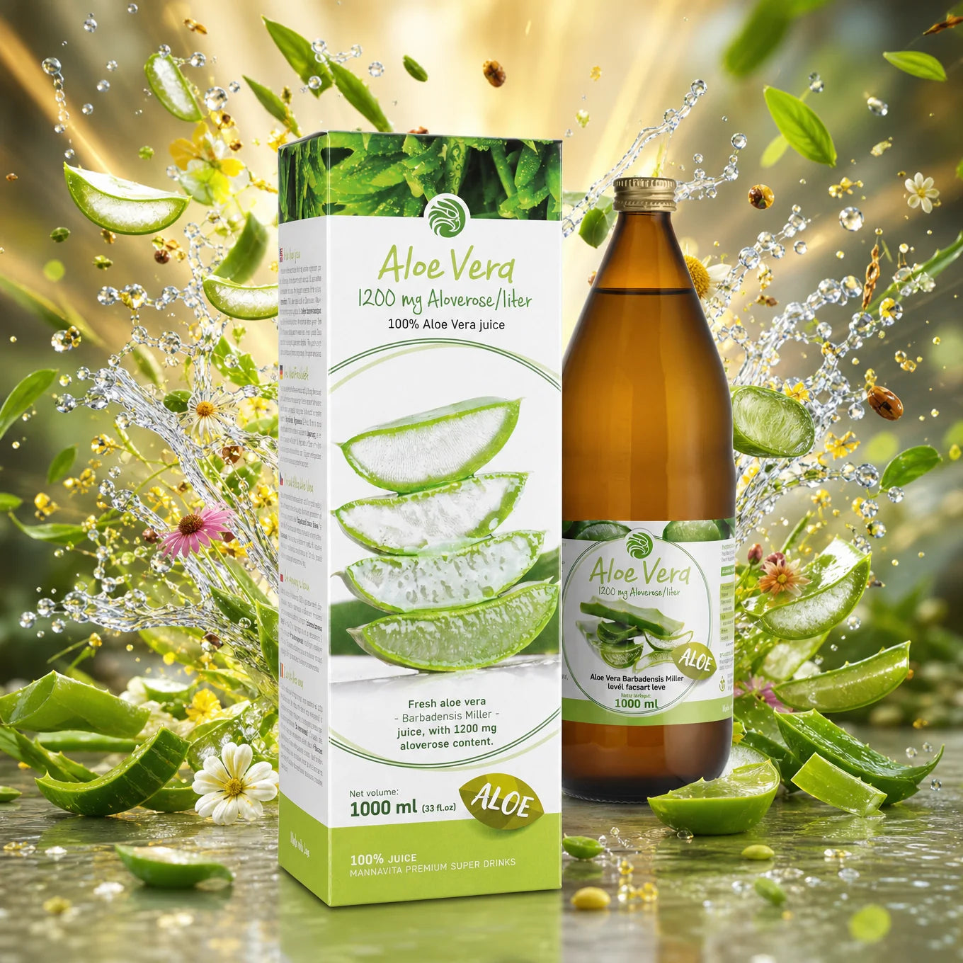 Mannavita Aloe vera 100% ren juice • 1000 ml