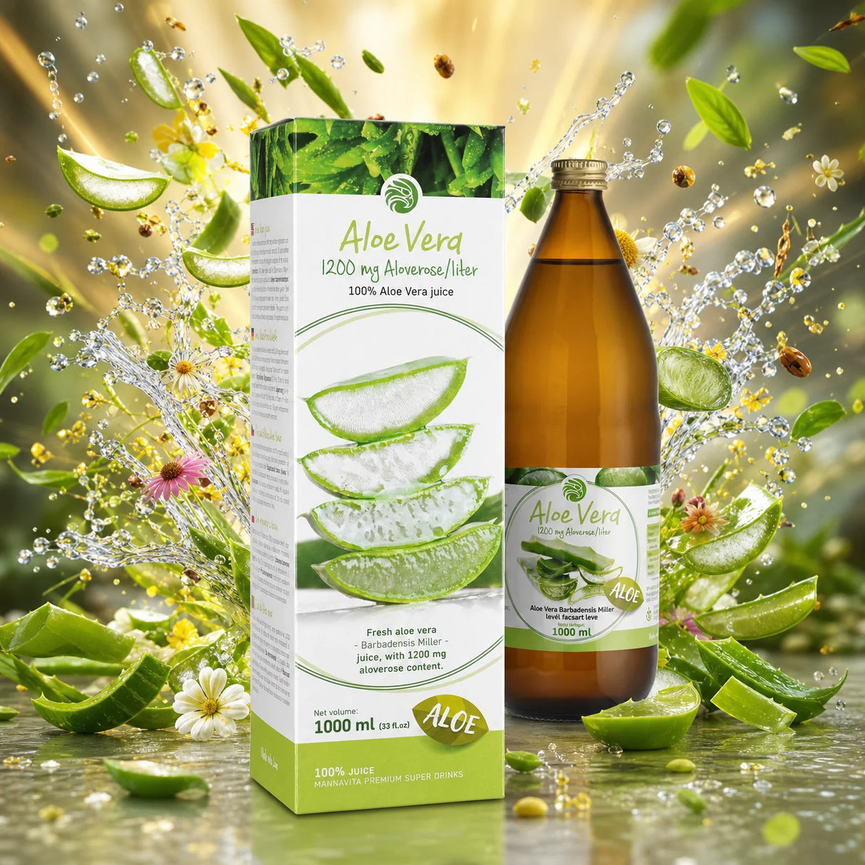 Mannavita Aloe vera 100% ren juice • 1000 ml