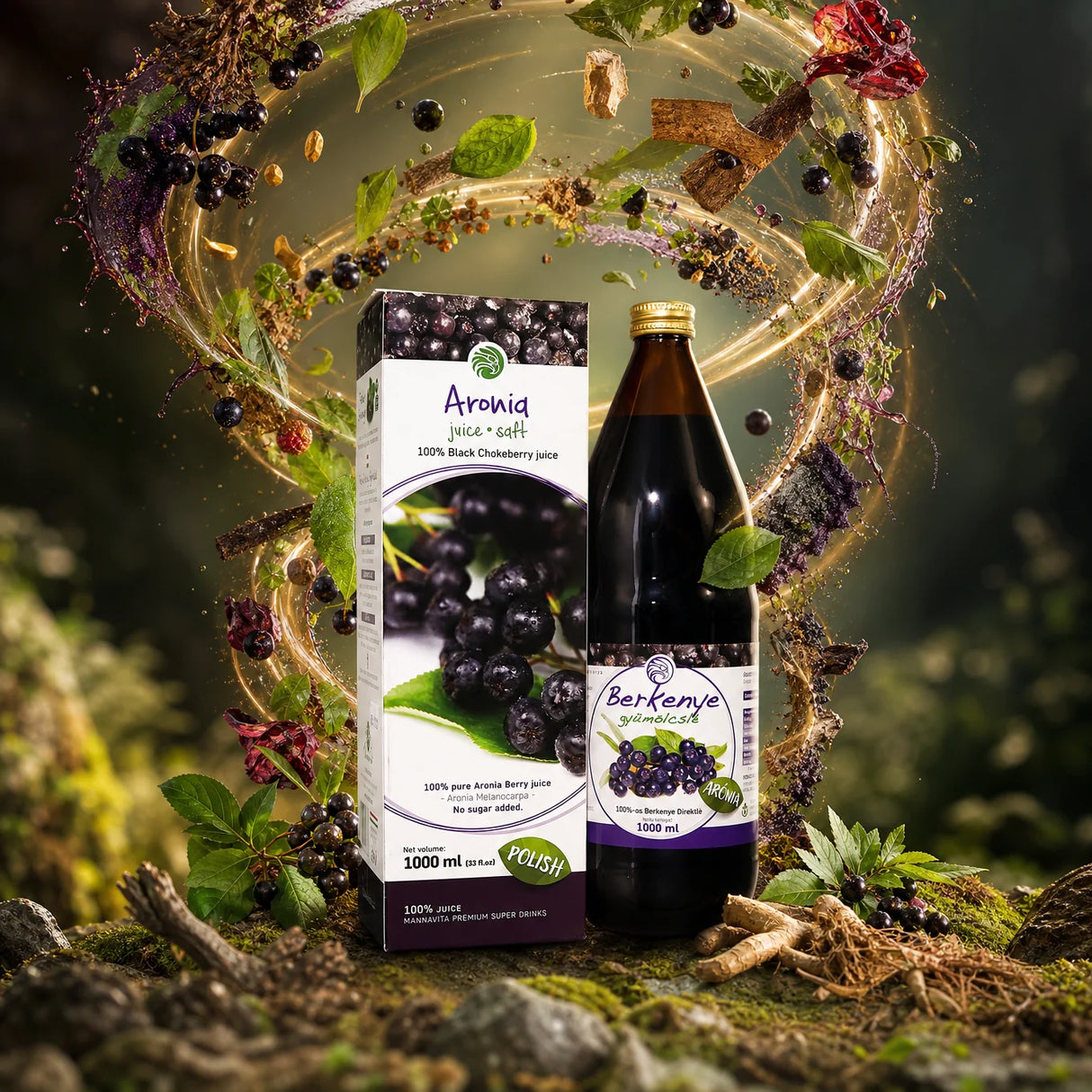 Mannavita Aroniabär 100% ren juice • 1000 ml
