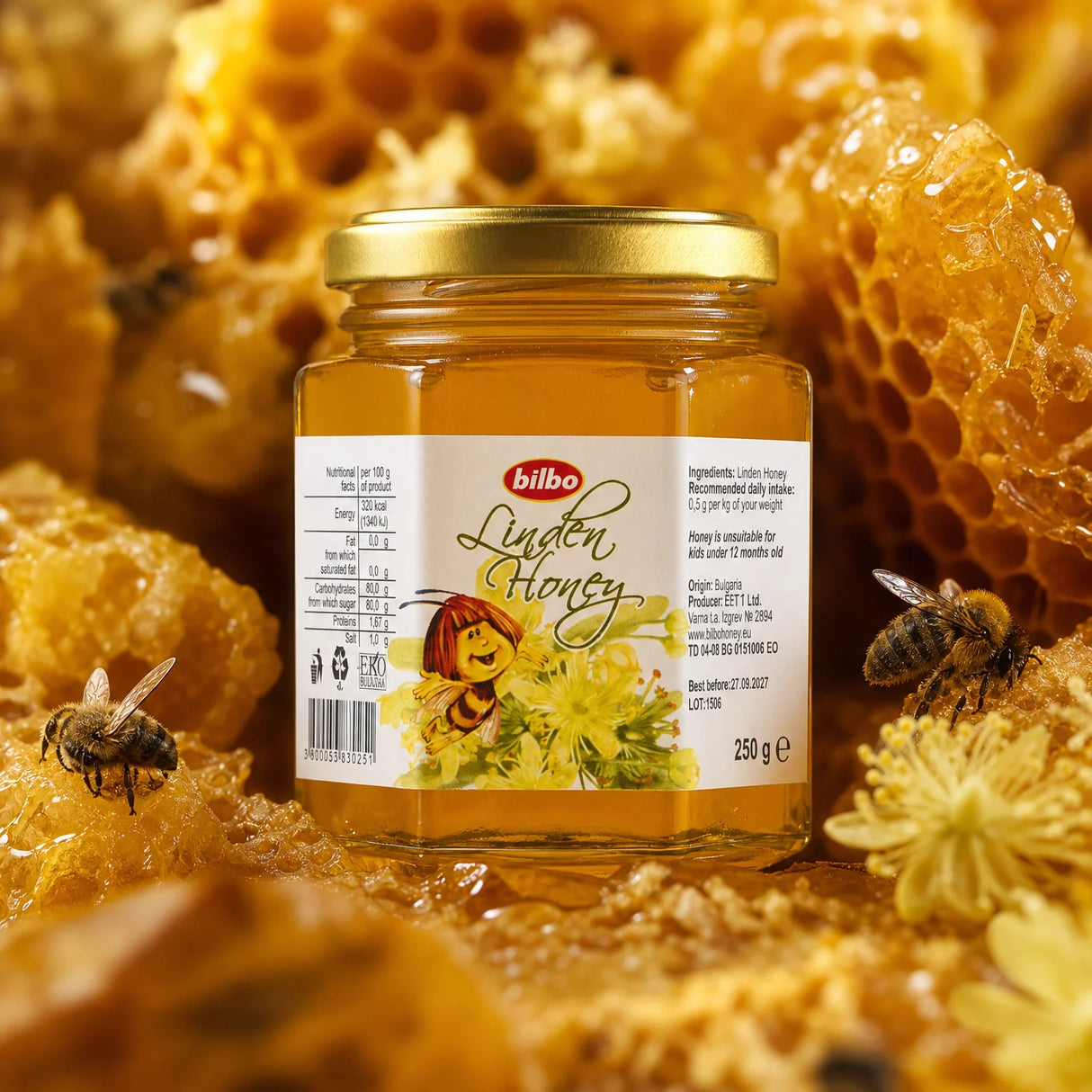 Bilbo rå kakao och honung • 250 g