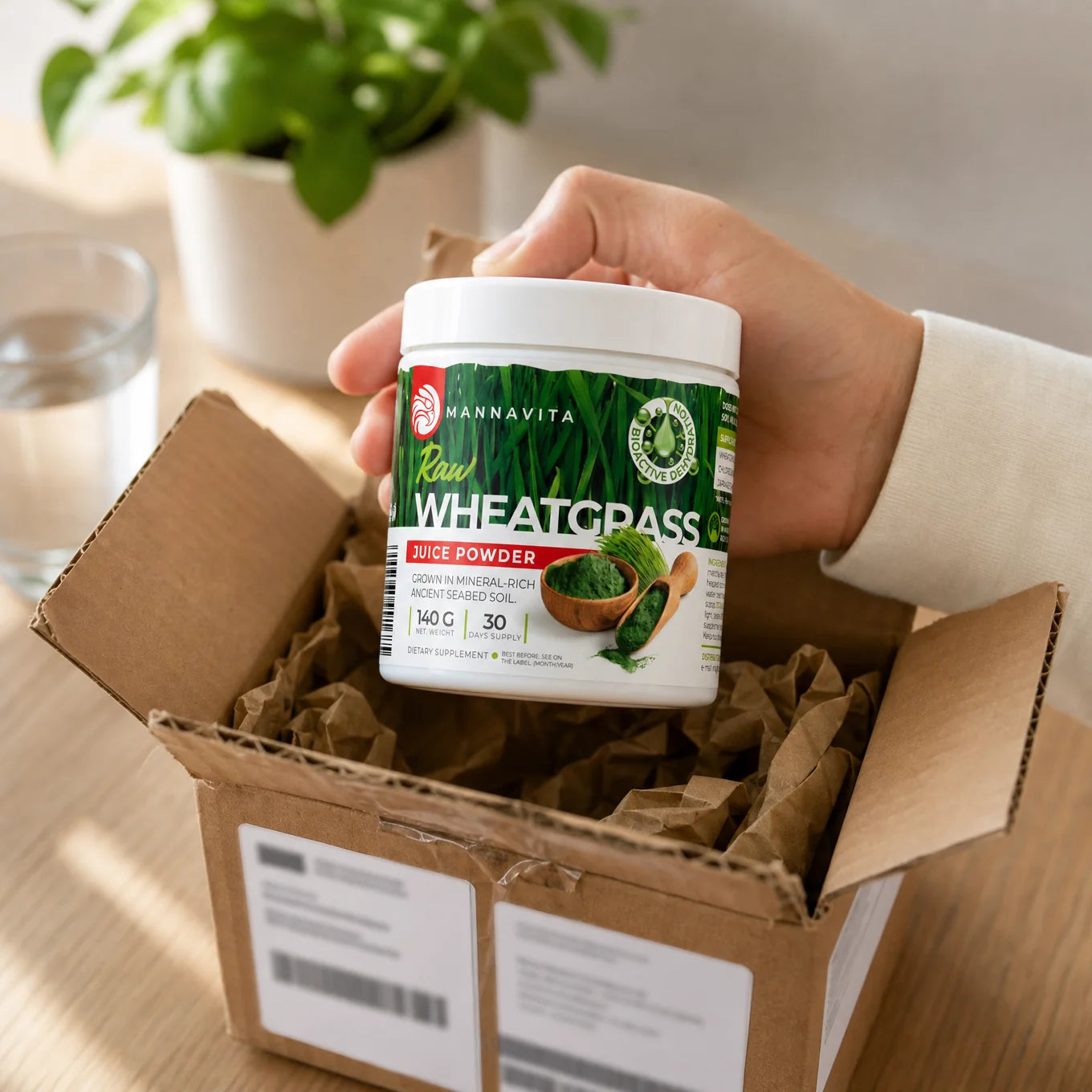 Mannavita rå vetegräsjuicepulver • glutenfritt • 140g
