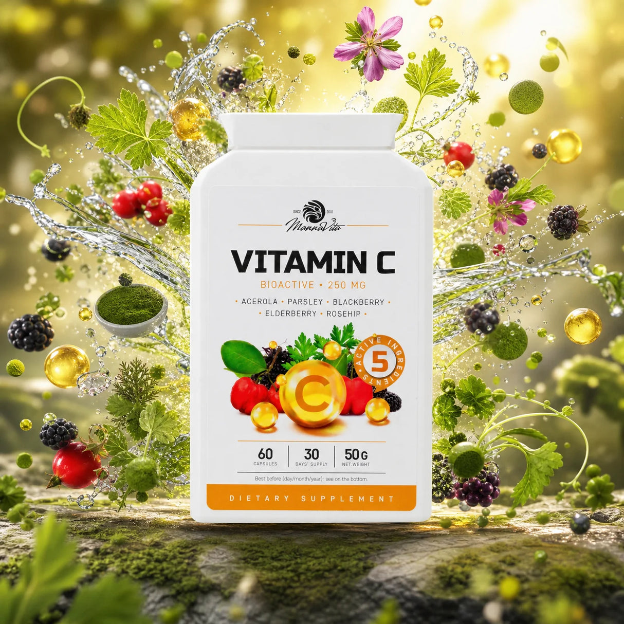 Mannavita Vitamin C-komplex • 250 mg bioaktiv • 60 kapslar