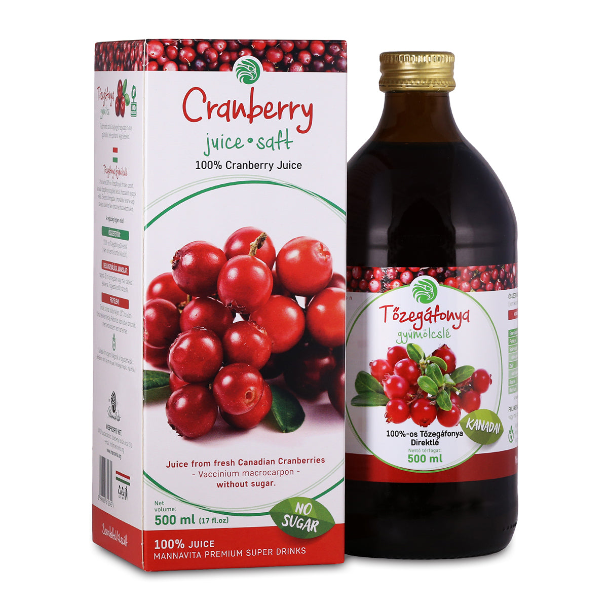 Mannavita Tranbär 100% ren juice • 500 ml
