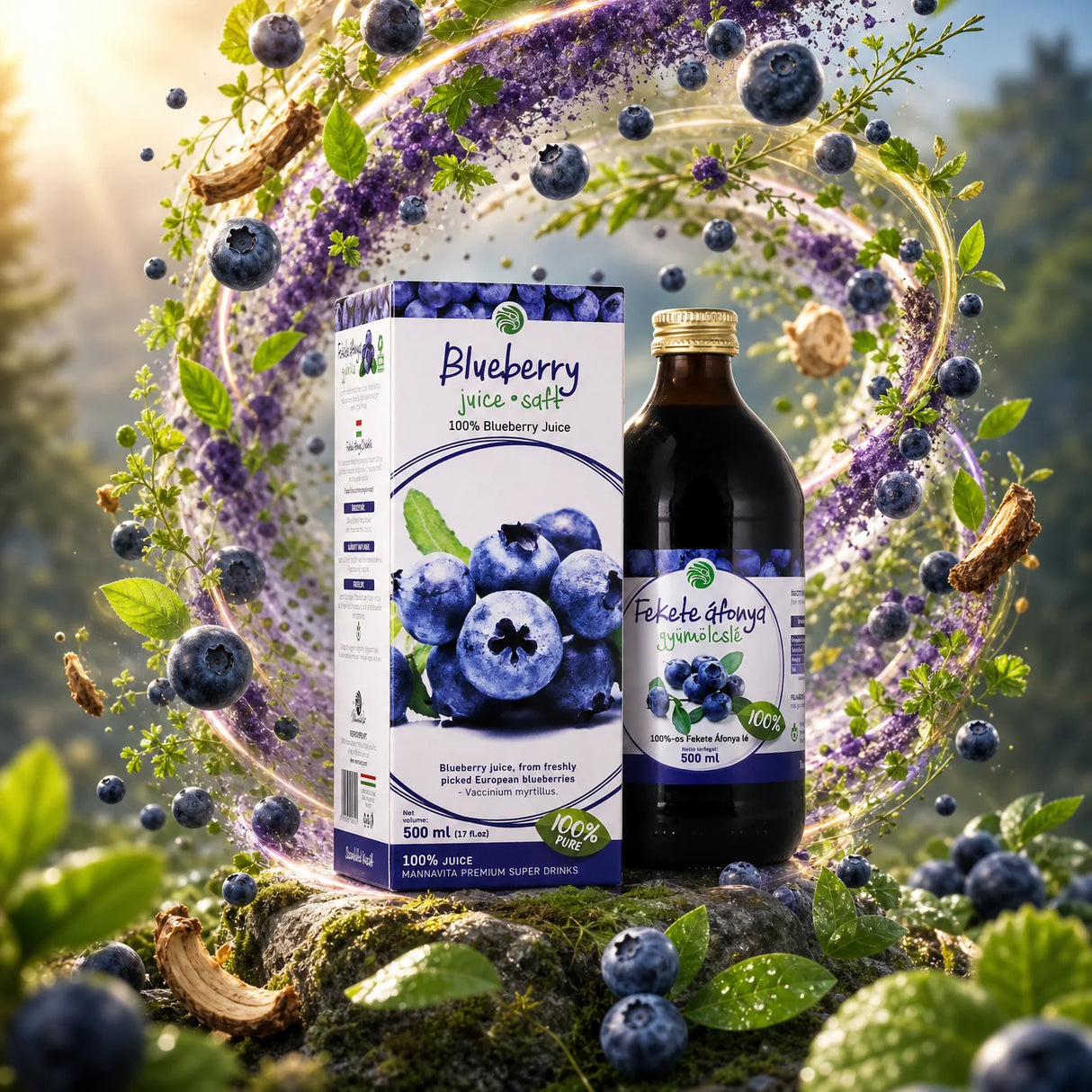 Mannavita Blåbär 100% ren juice • 500 ml