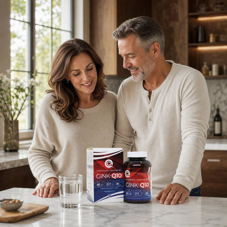 GINK-Q10 • Q10-koenzym + Ginkgo Biloba-komplex • 60 kapslar
