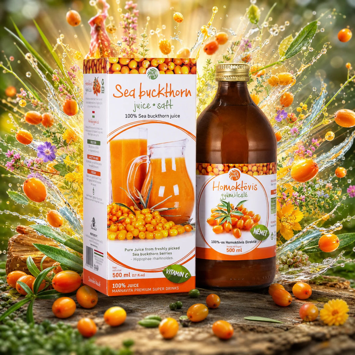 Mannavita Havtorn 100 % pressad ren juice • 500 ml