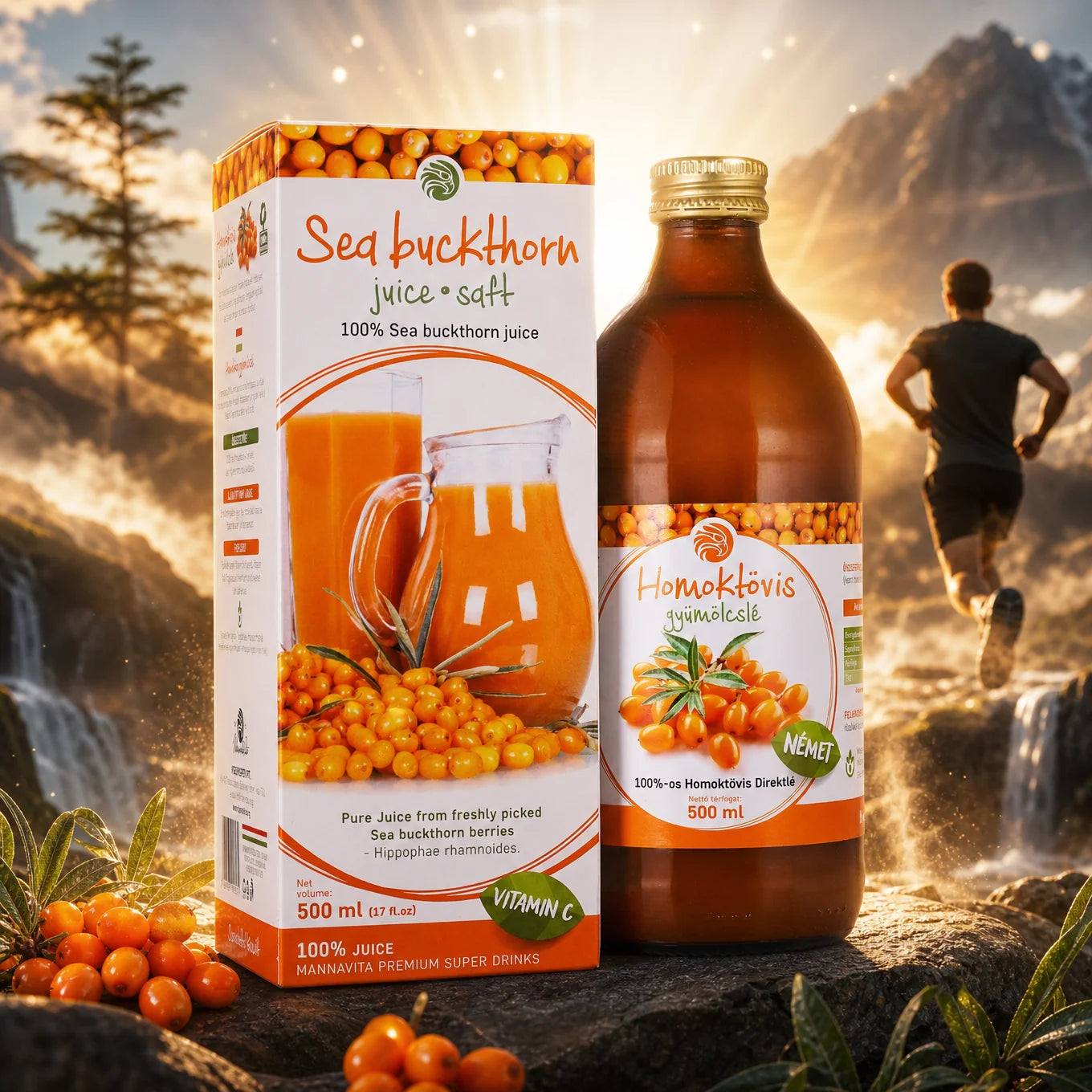 Mannavita Havtorn 100 % pressad ren juice • 500 ml