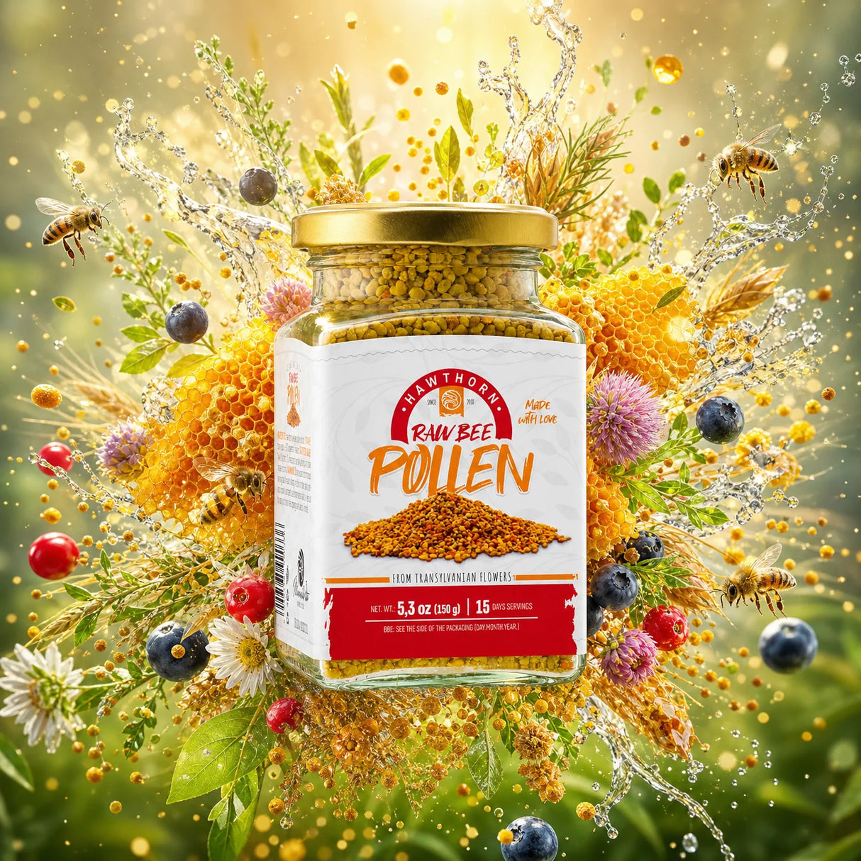 Mannavita rå hagtorn bipollen • 150g