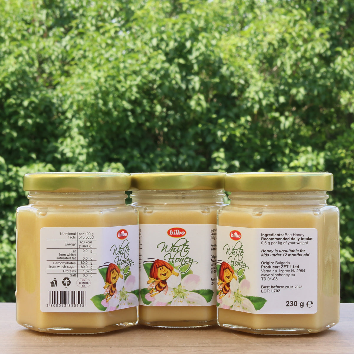 Bilbo rå vit honung • 230 g